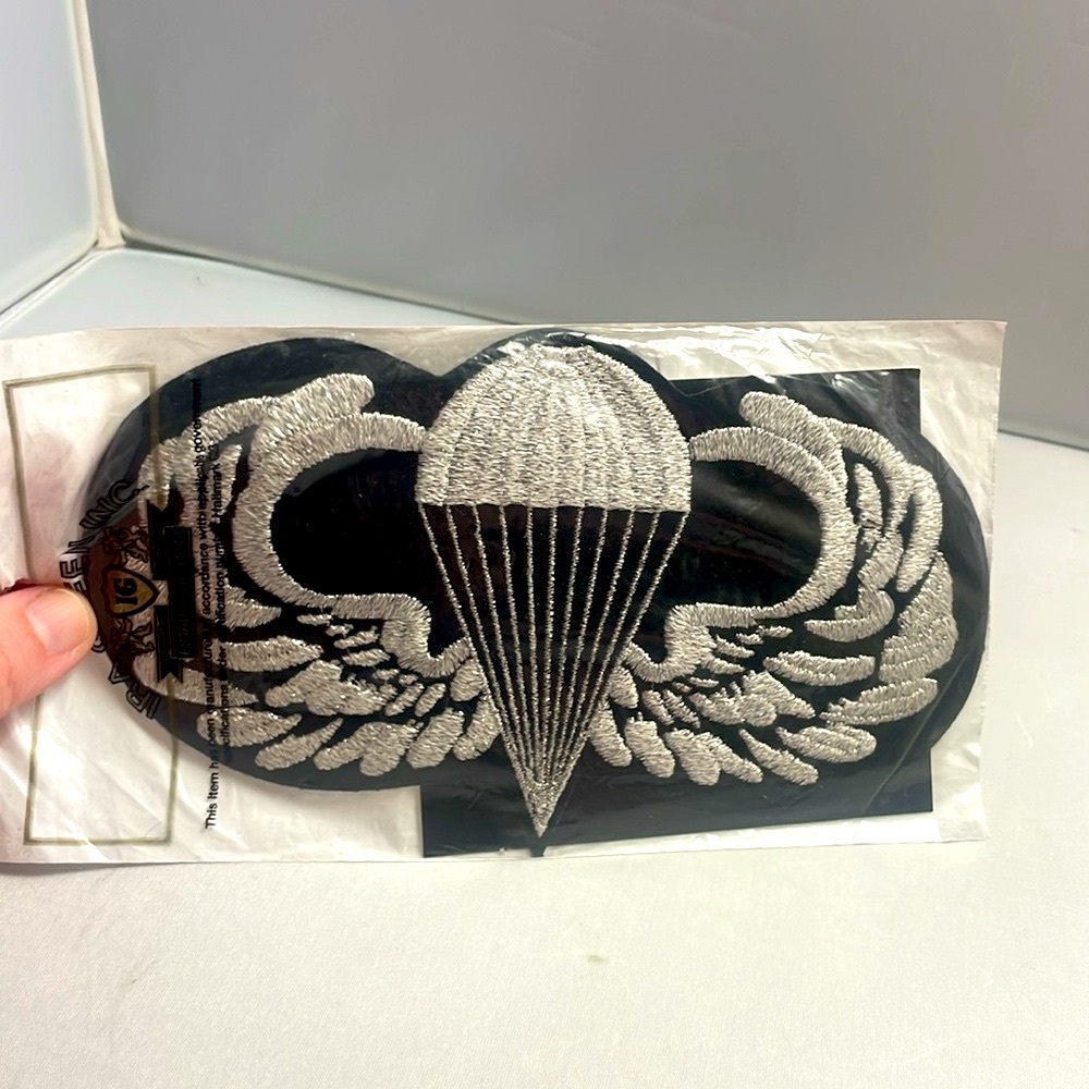 NEW US Army Airborne Paratrooper Felt Patch Metallic Silver Embroidery 7"